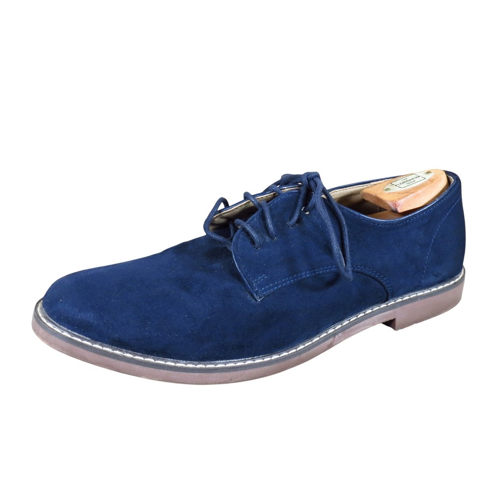 Old Navy Faux‎ Suede Mens Derby Shoes Size 11 Dress Wedding Navy Blue Fabric